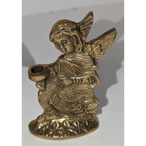 Set 3 Vintage Brass Angel Candle Holders in Original Box - Jainson Made in India - Picture 3 of 10
